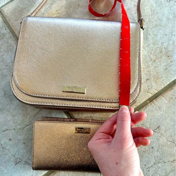 Pink Sheen Kate Spade Crossbody Purse and Wallet Duo - Picture 5 of 10